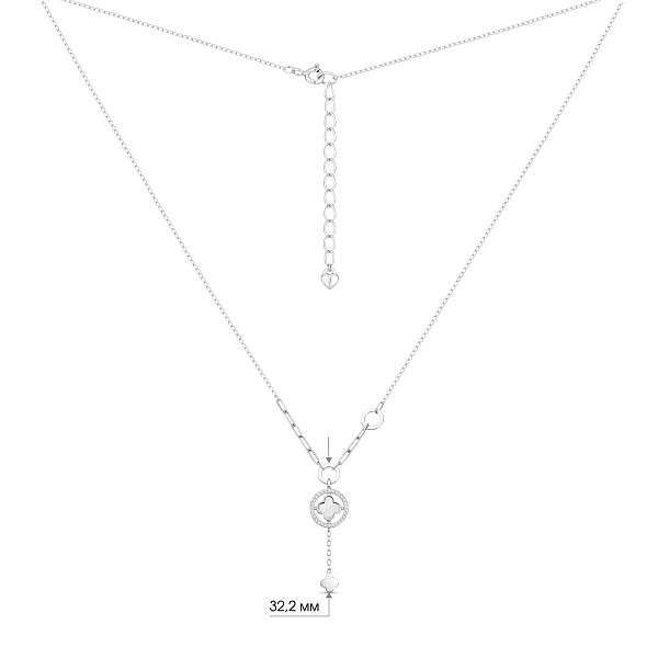 Серебряное колье Клевер с перламутром (арт. 7507/2393п) – изображение 3