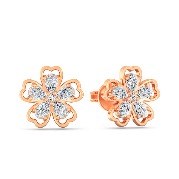 Золотые серьги Цветочки с фианитами (арт. 110004) – изображение 1
