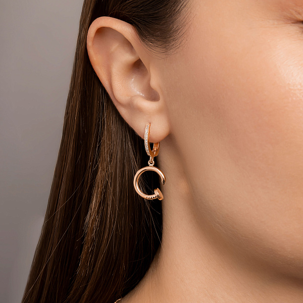 Золотые серьги с фианитами Гвоздь (арт. 105402) – изображение 2