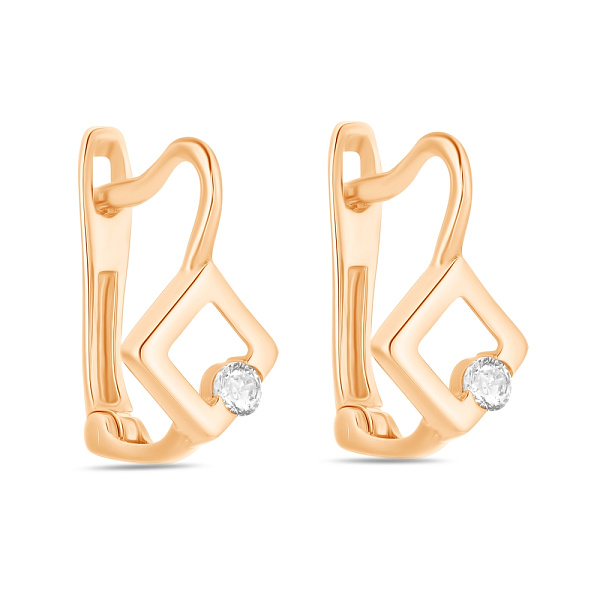 Серьги из красного золота с фианитами (арт. 106564) – изображение 1
