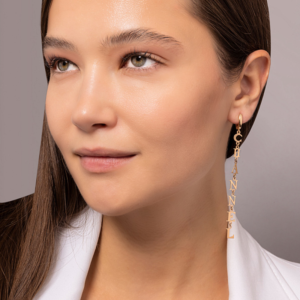 Сережки-підвіски з червоного золота (арт. 108147) – зображення 4