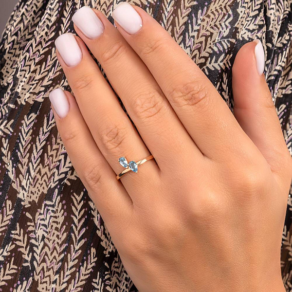 Золота каблучка з топазом (арт. 141234Птг) – зображення 3