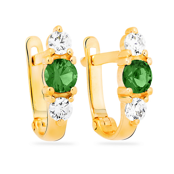 Детские золотые серьги с зеленым фианитом (арт. 110316жз) – изображение 1