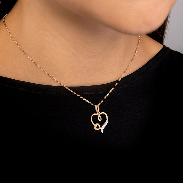 Підвіска з червоного золота Серце з фіанітами (арт. 440707) – зображення 2