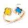 Золотое незамкнутое кольцо с синей и желтой эмалью (арт. 141087/1есж) – изображение 4