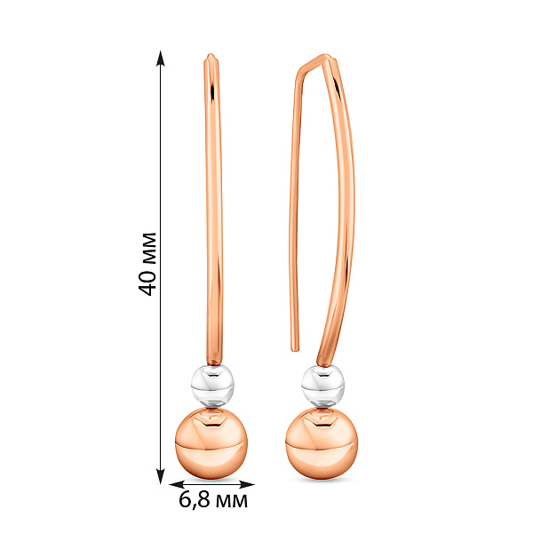 Золотые серьги в комбинированном цвете металла (арт. 100965/1кб) – изображение 4