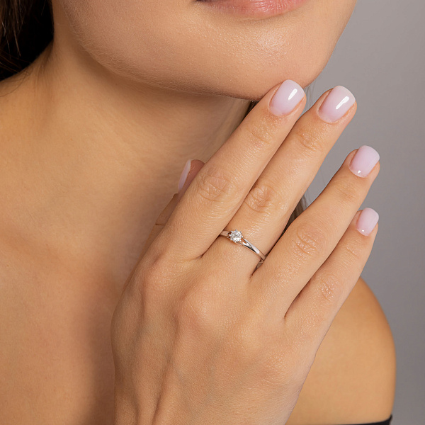 Каблучка з білого золота з діамантами (арт. К341574020б) – зображення 6