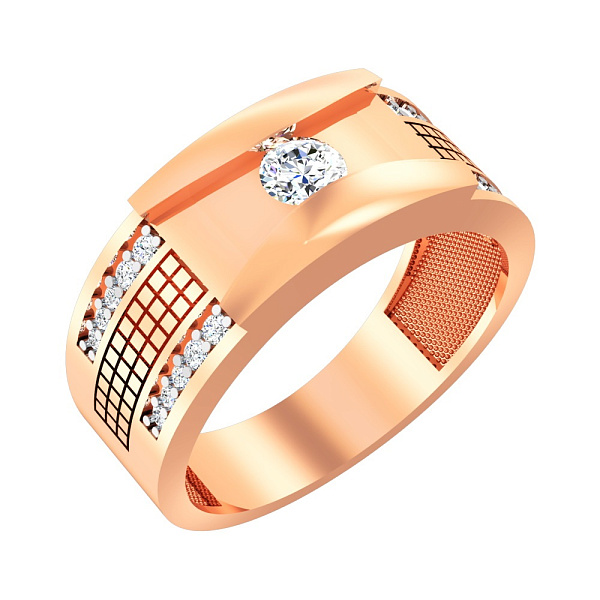 Золота печатка з фіанітами (арт. 170075) – зображення 1