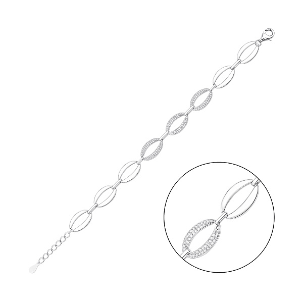 Массивный серебряный браслет с фианитами (арт. 7509/5506) – изображение 1