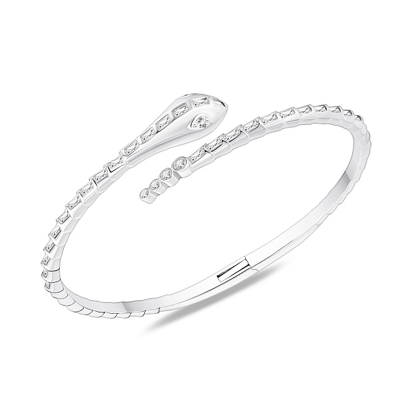 Серебряный жесткий браслет с фианитами (арт. 7509/5570) – изображение 1
