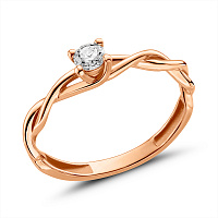 Каблучка з червоного золота з діамантом (арт. К011326015)