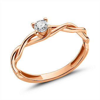 Фото Каблучка з червоного золота з діамантом (арт. К011326015)