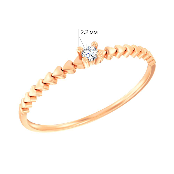 Тонкое золотое кольцо с одним фианитом  (арт. 140893) – изображение 3