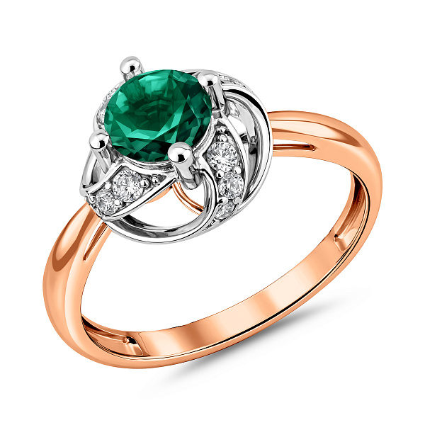 Золотое кольцо с кварцем и фианитами (арт. 141045Пз) – изображение 1