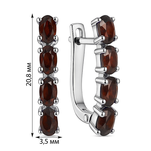 Серебряные серьги с гранатом (арт. 7502/2181514Г) – изображение 2