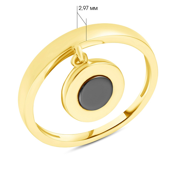 Каблучка з жовтого золота з підвіскою і оніксом (арт. 153687жо) – зображення 2