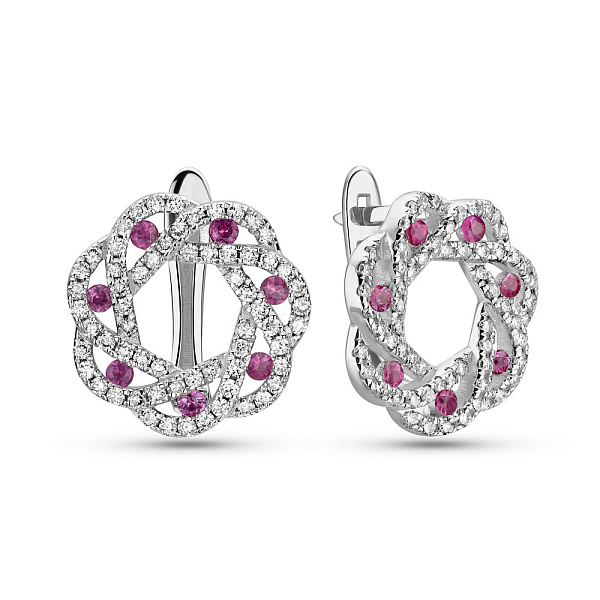 Золоті сережки з рубінами та діамантами (арт. 2190380202р) – зображення 1