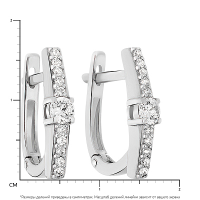 Золоті сережки в білому кольорі металу з фіанітами (арт. 110399б)