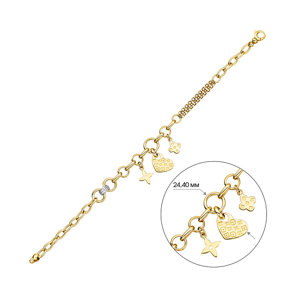 Браслет из желтого золота с подвесками (арт. 325323жП3) – изображение 4