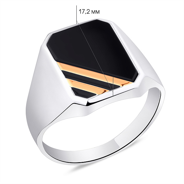 Печатка из серебра с ониксом (арт. 7206/586о) – изображение 4