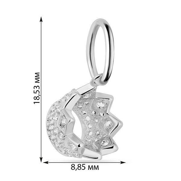 Подвес Корона из белого золота с россыпью фианитов (арт. 424520б) – изображение 2