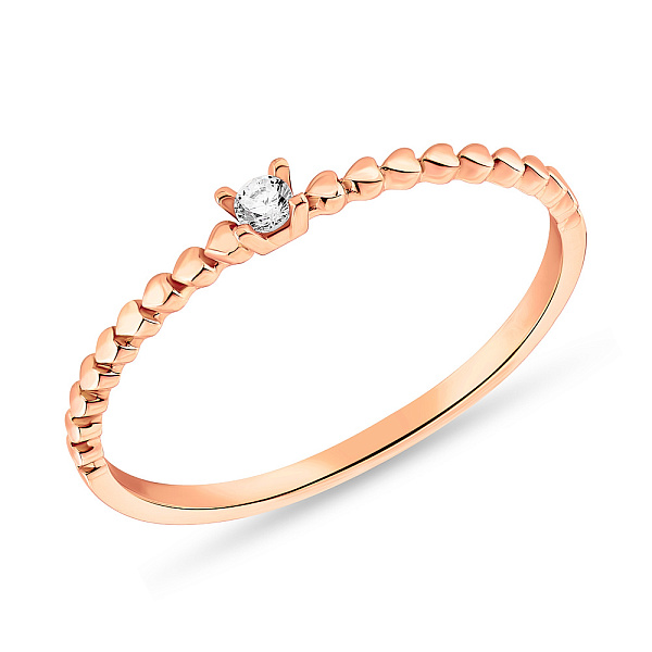 Тонкое кольцо из красного золота с одним фианитом (арт. 155228) – изображение 1