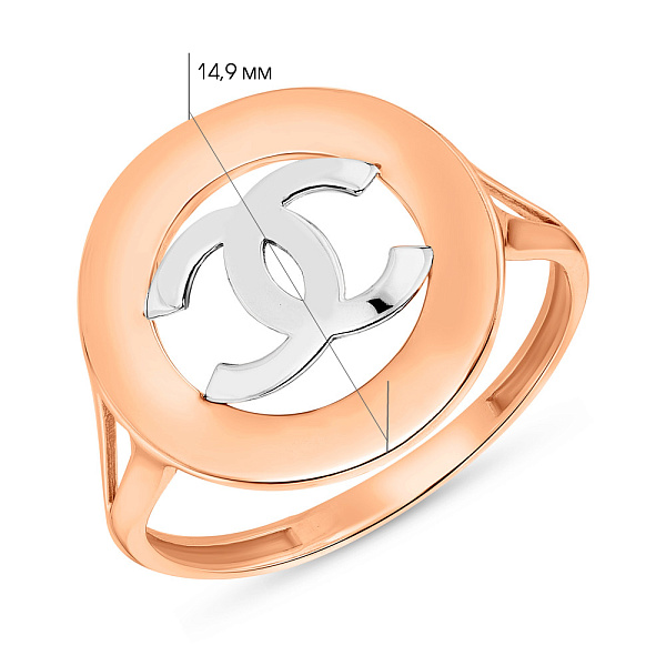 Кольцо из комбинированного золота (арт. 155273кб) – изображение 2