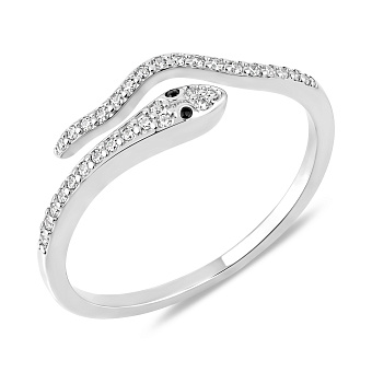 Серебряное кольцо Змея с фианитами (арт. 7501/8456ч)