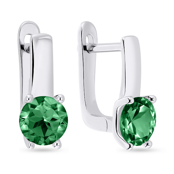 Серебряные серьги с зеленым альпинитом (арт. 7502/4526аз) – изображение 1