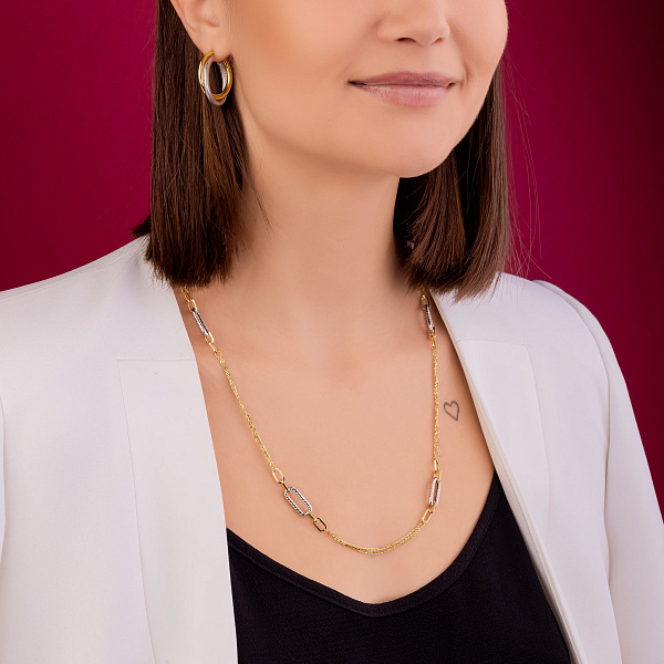 Кольє Francelli з жовтого і білого золота (арт. 352480жб) – зображення 5