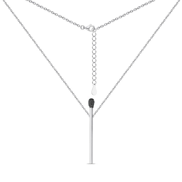Колье из серебра "Спичка" с черными фианитами (арт. 7507/976ч) – изображение 2