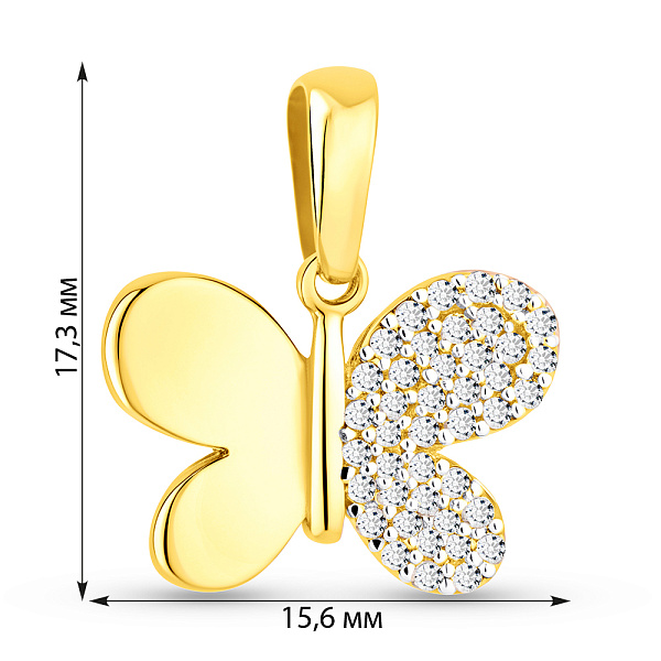 Подвес из желтого золота с фианитами (арт. 421613ж) – изображение 3
