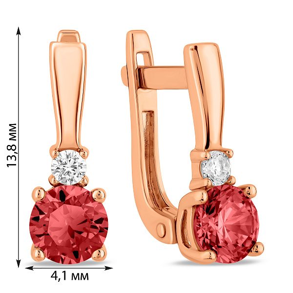 Детские золотые серьги с красными фианитами (арт. 110501к) – изображение 2