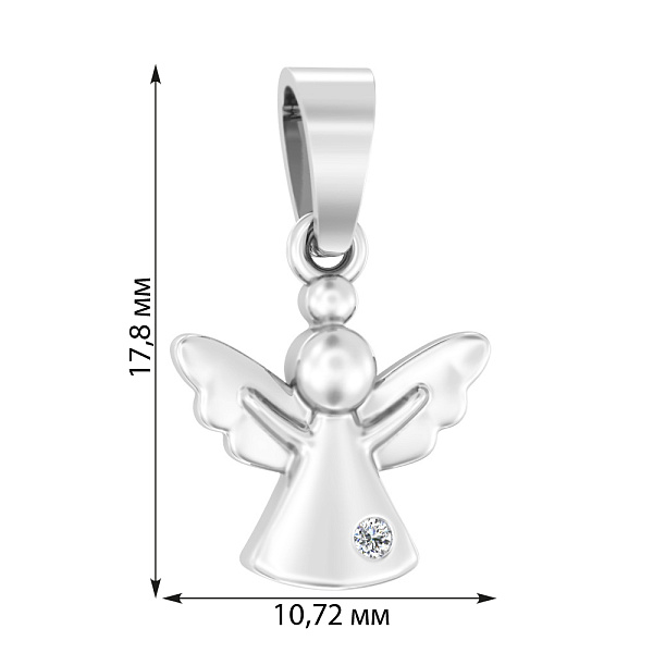 Кулон из белого золота «Ангел» с бриллиантом (арт. П011075б) – изображение 2