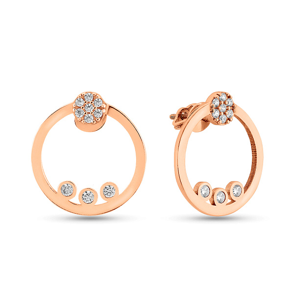 Золотые серьги с россыпью из фианитов (арт. 109587) – изображение 1