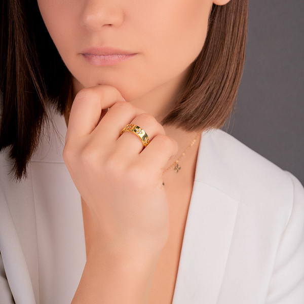 Кольцо из желтого золота и фианитами (арт. 156051ж) – изображение 3