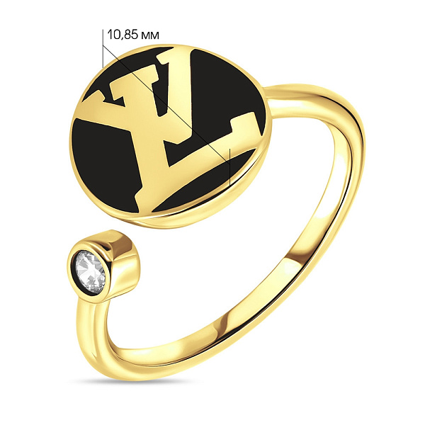 Кольцо из желтого золота с эмалью и фианитом (арт. 154215жеч) – изображение 2