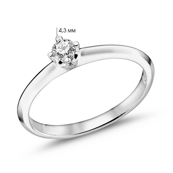 Золотое кольцо с одним бриллиантом (арт. К341480015б) – изображение 2