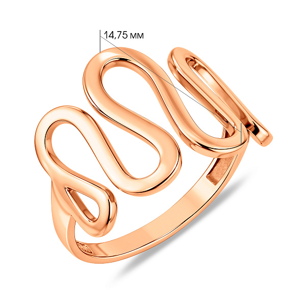 Золотое кольцо в красном цвете металла (арт. 140890) – изображение 5