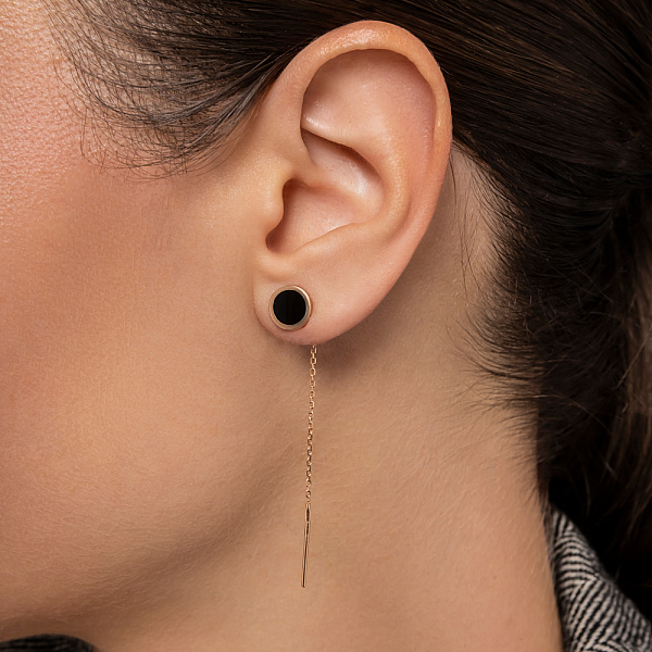 Сережки Лýна золотые с эмалью (арт. 110831ч) – изображение 3