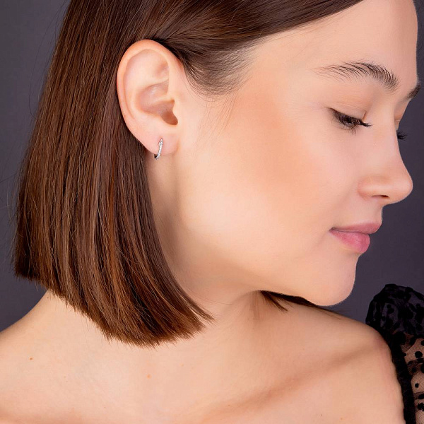 Золотые серьги кольца с бриллиантами (арт. С341351010б) – изображение 3