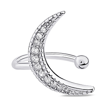 Фото Серебряная одиночная сережка-каффа Луна (арт. 7502/9683я)