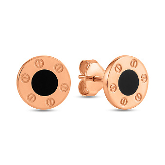 Золотые серьги-пусеты с ониксом (арт. 106899/8о)