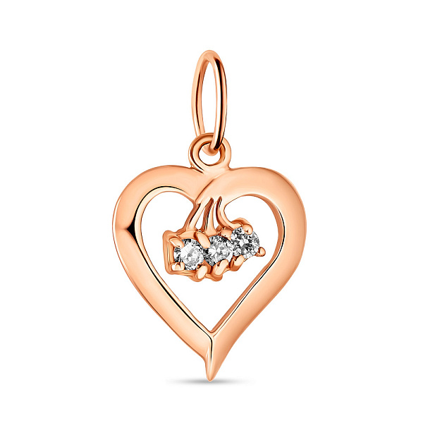 Золота підвіска Серце з фіанітами (арт. 420956) – зображення 1