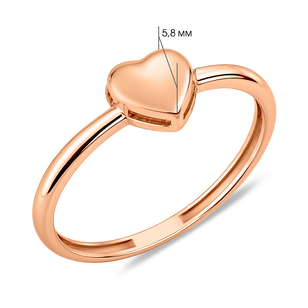 Золотое кольцо Сердце без камней (арт. 154440) – изображение 4