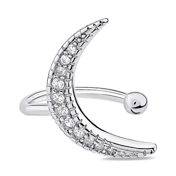 Серебряная одиночная сережка-каффа Луна (арт. 7502/9683я) – изображение 1