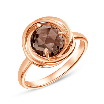 Кольцо из красного золота с дымчатым кварцем (арт. 152016Пккр)