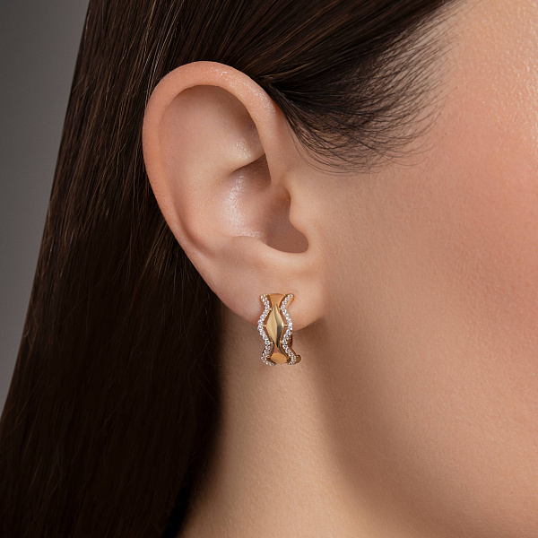 Сережки з жовтого золота з фіанітами (арт. 115000ж) – зображення 2
