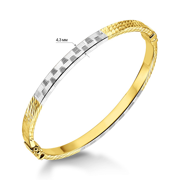 Жесткий браслет из желтого золота с родированием (арт. 3261093/5жр) – изображение 4