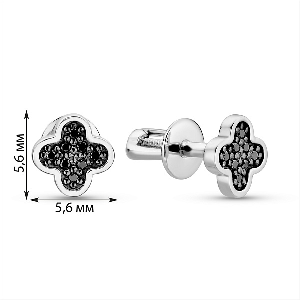Золоті сережки з чорними діамантами (арт. Т011549005бч) – зображення 3